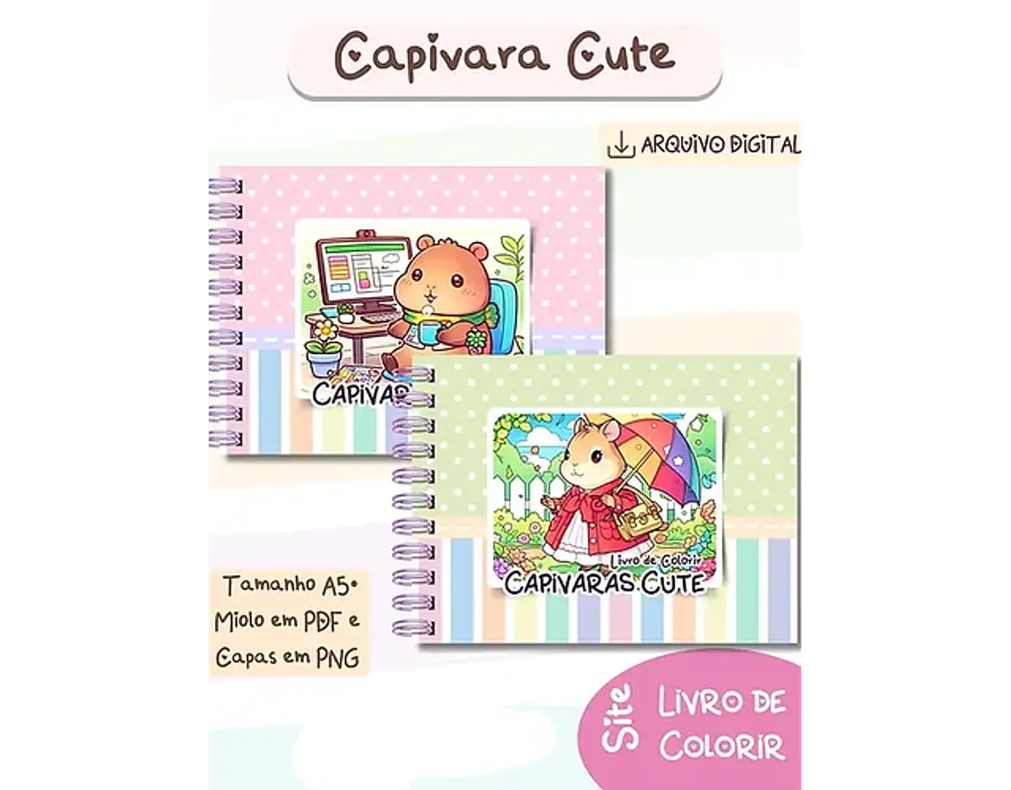 Arquivo Livro de Colorir Capivara Cute - Bia Shaina 1