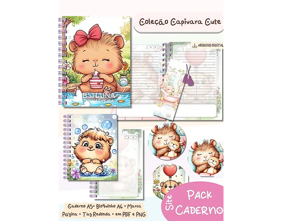 Arquivo Encadernação Kit Caderno Capivara - BSHAINA 1