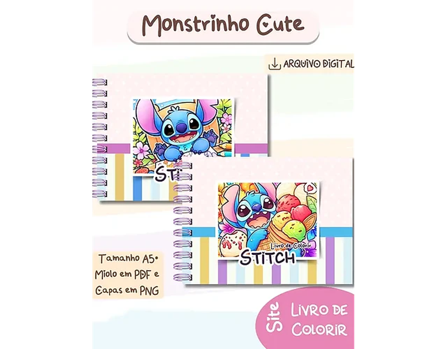 Arquivo Livro de Colorir Stitch Monstrinhos Cute V2 - bia shaina 1