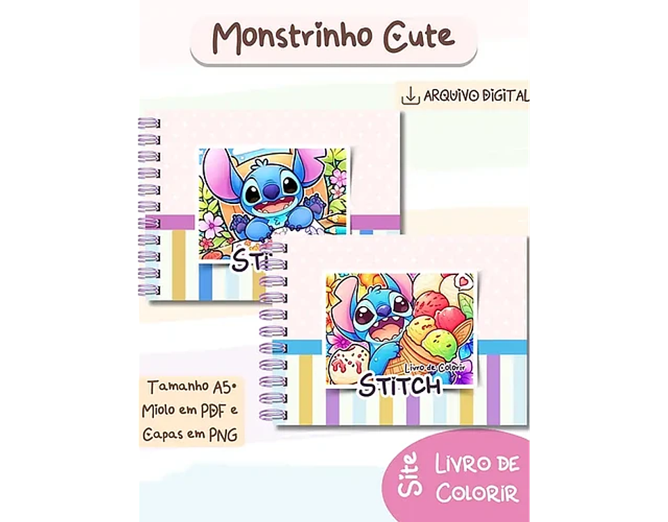 Arquivo Livro de Colorir Stitch Monstrinhos Cute V2 - bia shaina 1