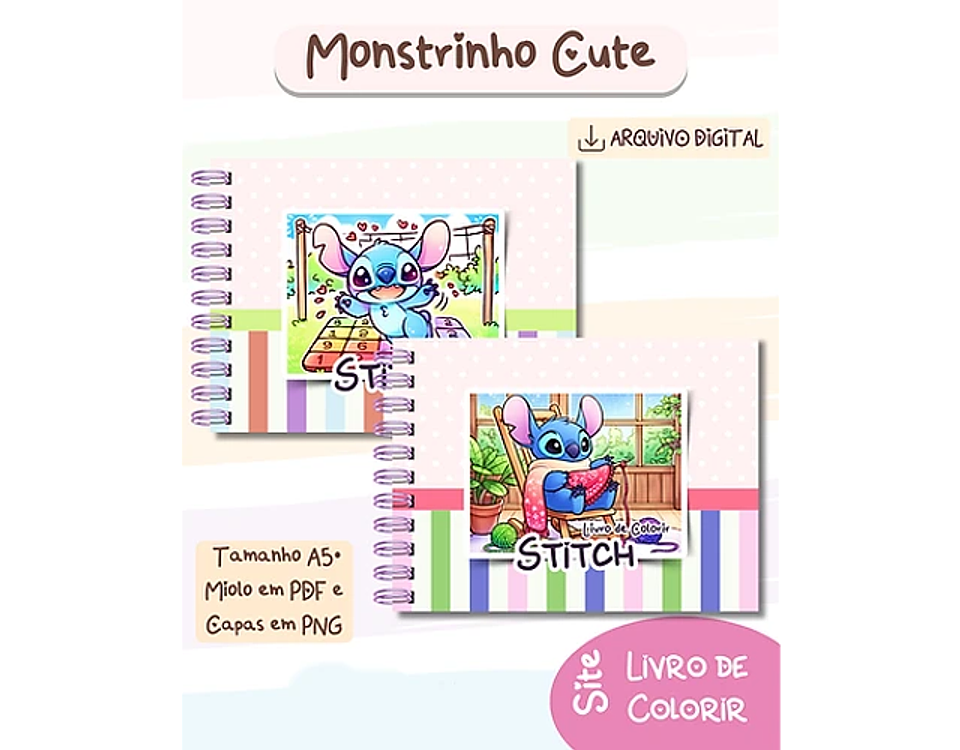 Arquivo Livro de Colorir Stitch Monstrinhos Cute V2 - bia shaina 2