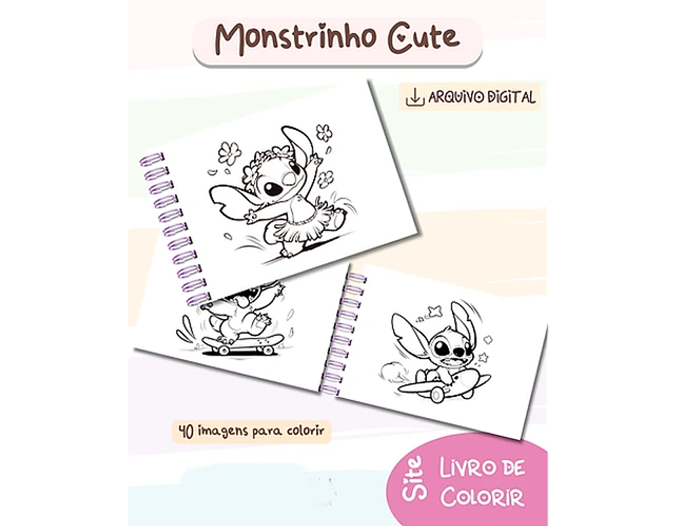 Arquivo Livro de Colorir Stitch Monstrinhos Cute V2 - bia shaina 3