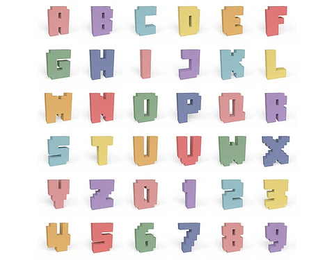 Arquivo super combo letras e números pixel 3D - NILMARA