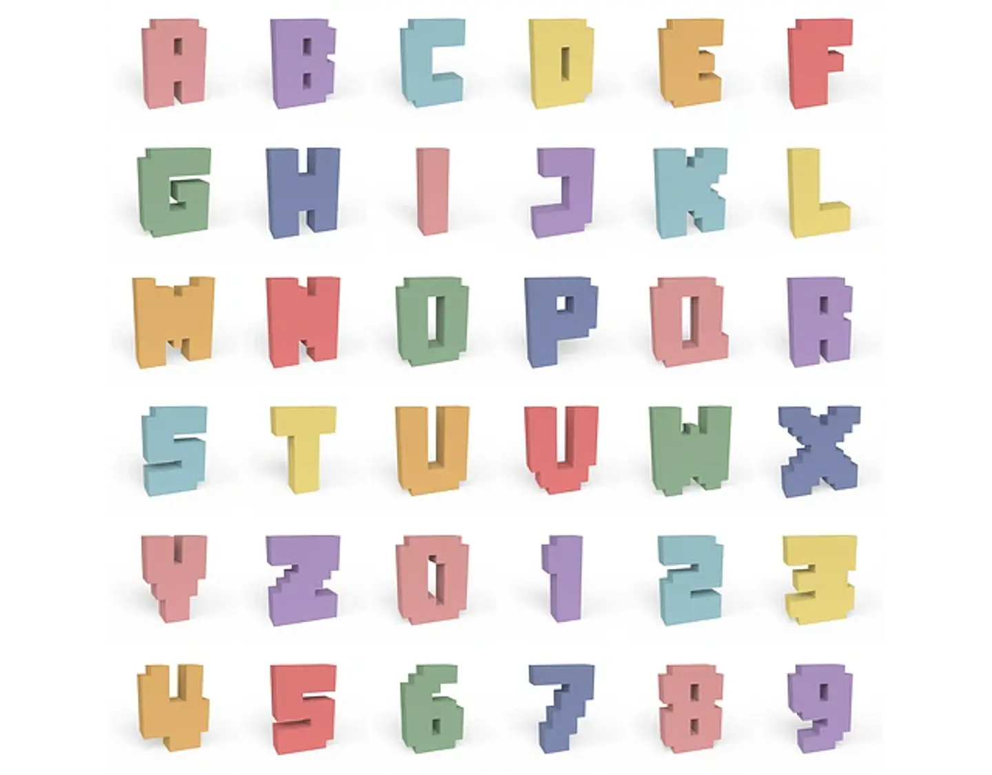 Arquivo super combo letras e números pixel 3D - NILMARA 1