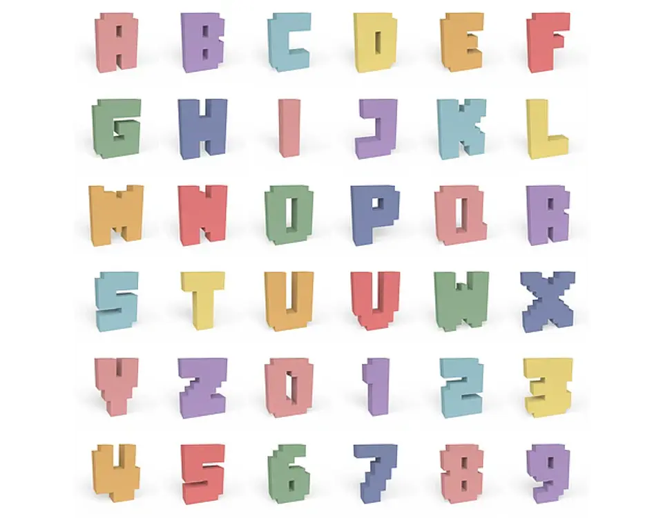 Arquivo super combo letras e números pixel 3D - NILMARA 1