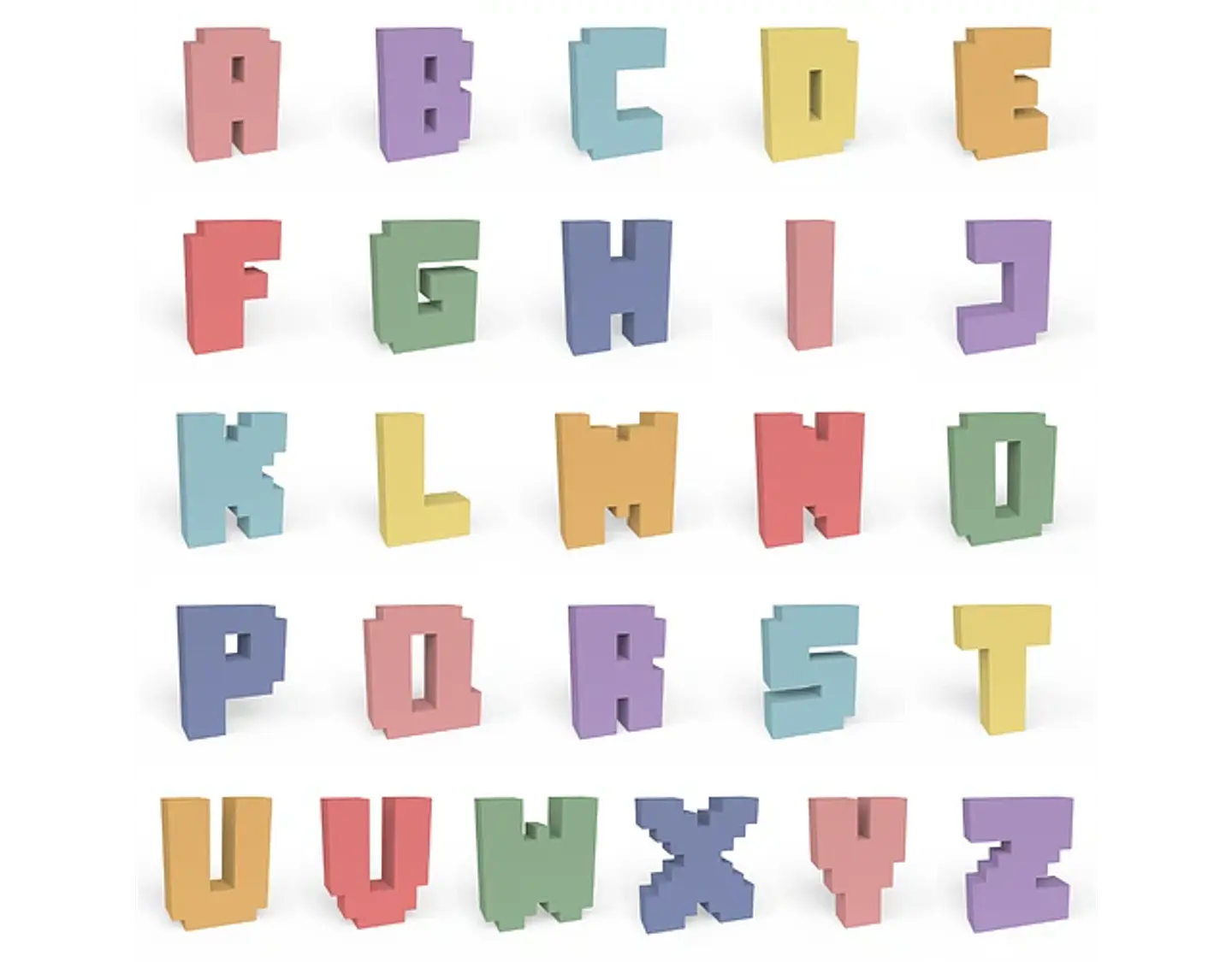 Arquivo super combo letras e números pixel 3D - NILMARA 3