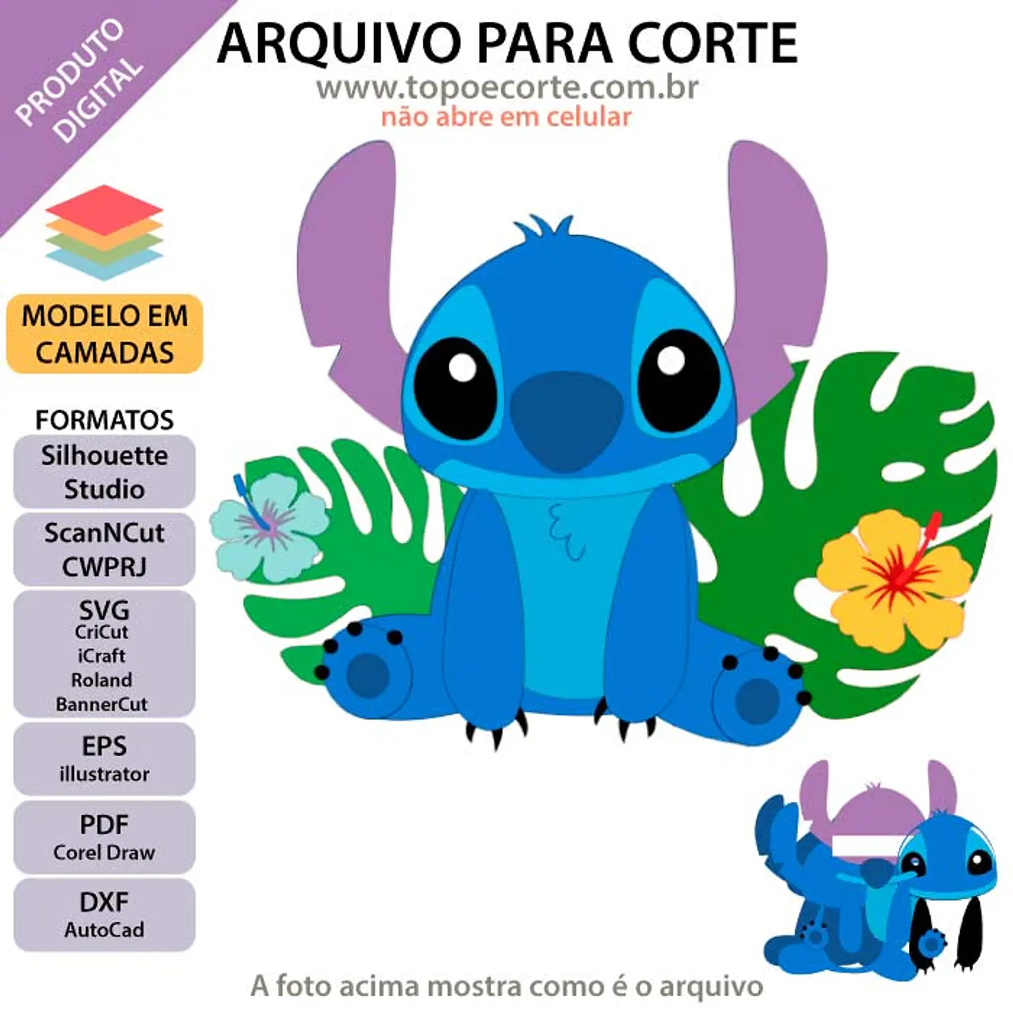 Arquivo Topo de Bolo Stitch em camadas 1