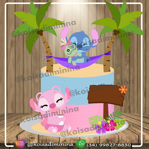 Arquivo Topo de Bolo Angel e Stitch baby