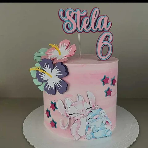 Arquivo Topo de Bolo Angel e Stitch
