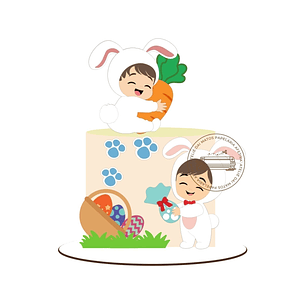 Arquivo topo de bolo páscoa DUPLINHAS BÊBES COELHINHOS