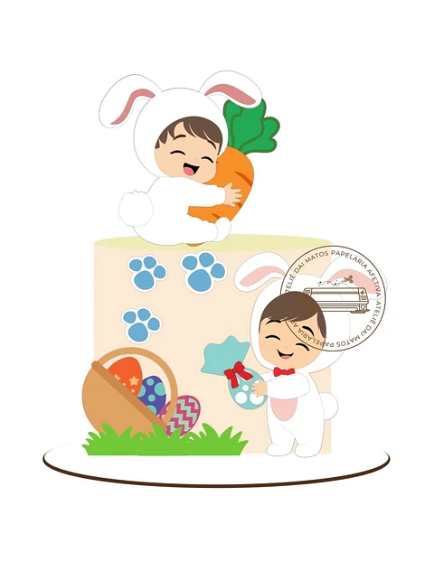 Arquivo topo de bolo páscoa DUPLINHAS BÊBES COELHINHOS