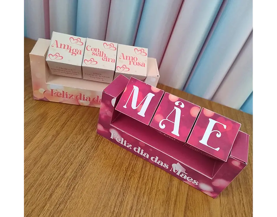 Arquivo dia das mães display de mesa cubo triplo - PERFEITA ARTE 1