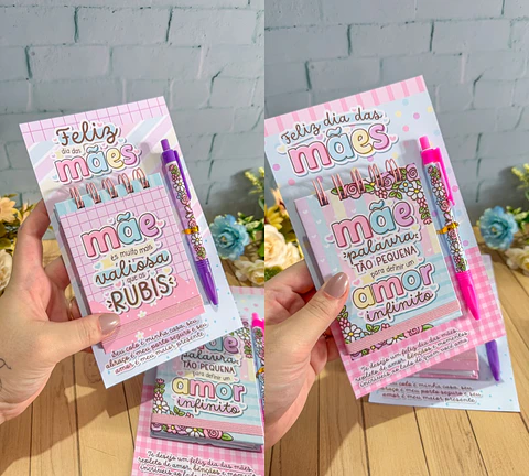Arquivo dia das Mães Bloquinho com caneta e card - LETTERINHAS