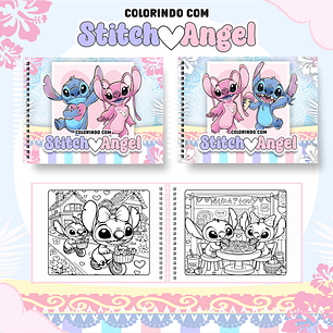 Arquivo livro de colorir Stitch e Angel - PAMELLA