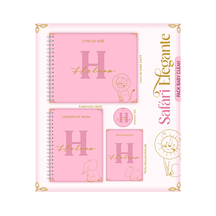 Arquivo Encadernação Baby Safari Rosa - Lina