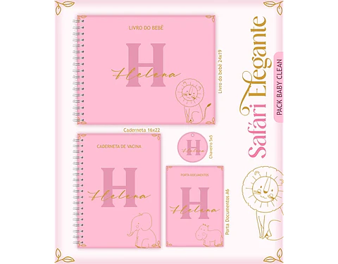 Arquivo Encadernação Baby Safari Rosa - Lina