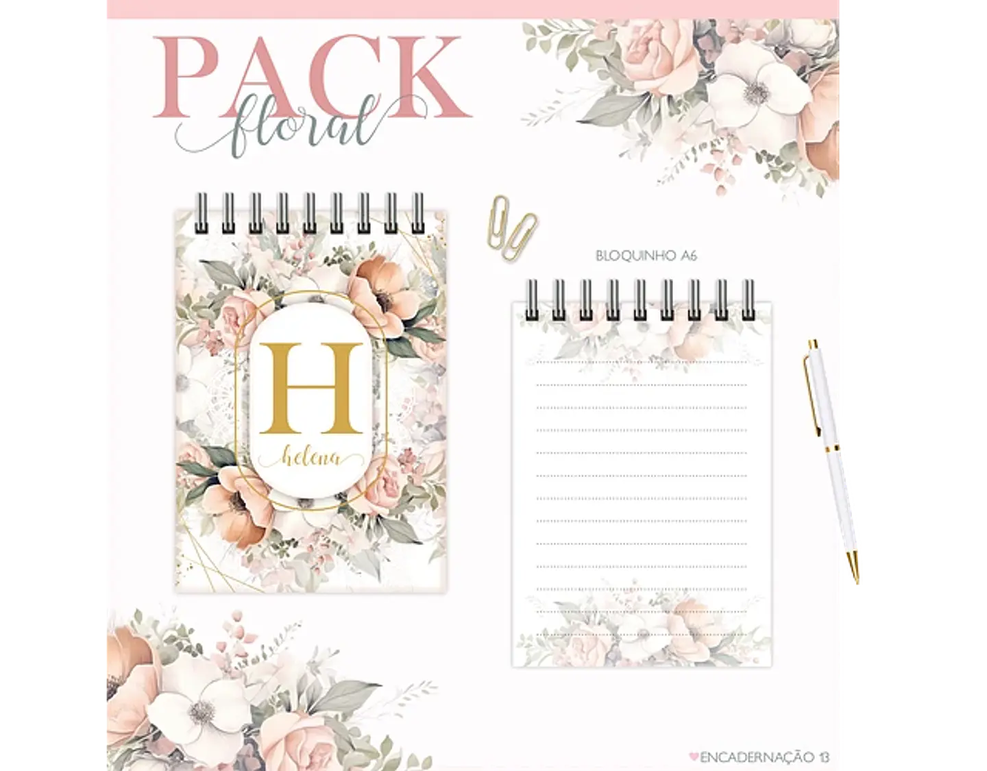 Arquivo encadernação pack floral 2 - LINA 6