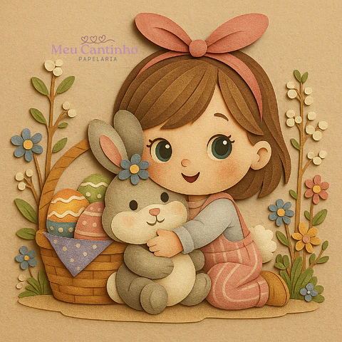 Arquivo Topo de Bolo Páscoa Menina com Coelhinho 2