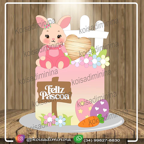 Arquivo Topo de Bolo Páscoa COELHINHA BY PAMELLA