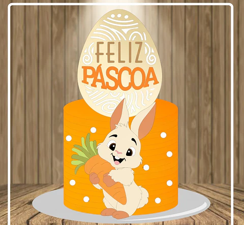 Arquivo Topo de Bolo Páscoa Coelhinho com Cenoura
