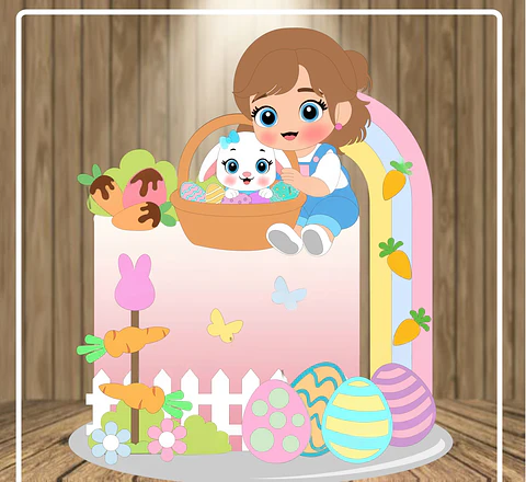 Arquivo Topo de Bolo Páscoa Menina Arco Íris