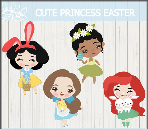 Arquivo Topo de Bolo Páscoa Princesas Cute