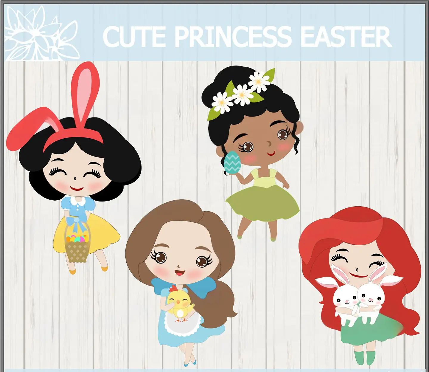 Arquivo Topo de Bolo Páscoa Princesas Cute 1