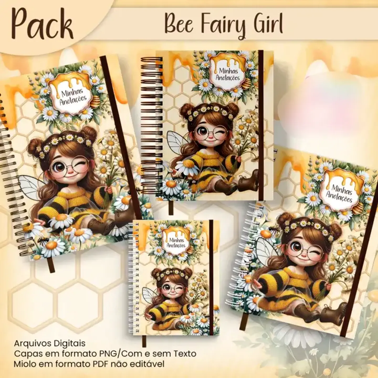 Arquivo encadernação Bee Fairy Girl abelhinha - JANA BICALHO 1