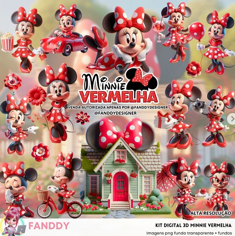 Kit Digital Minnie Vermelha - Fanddy