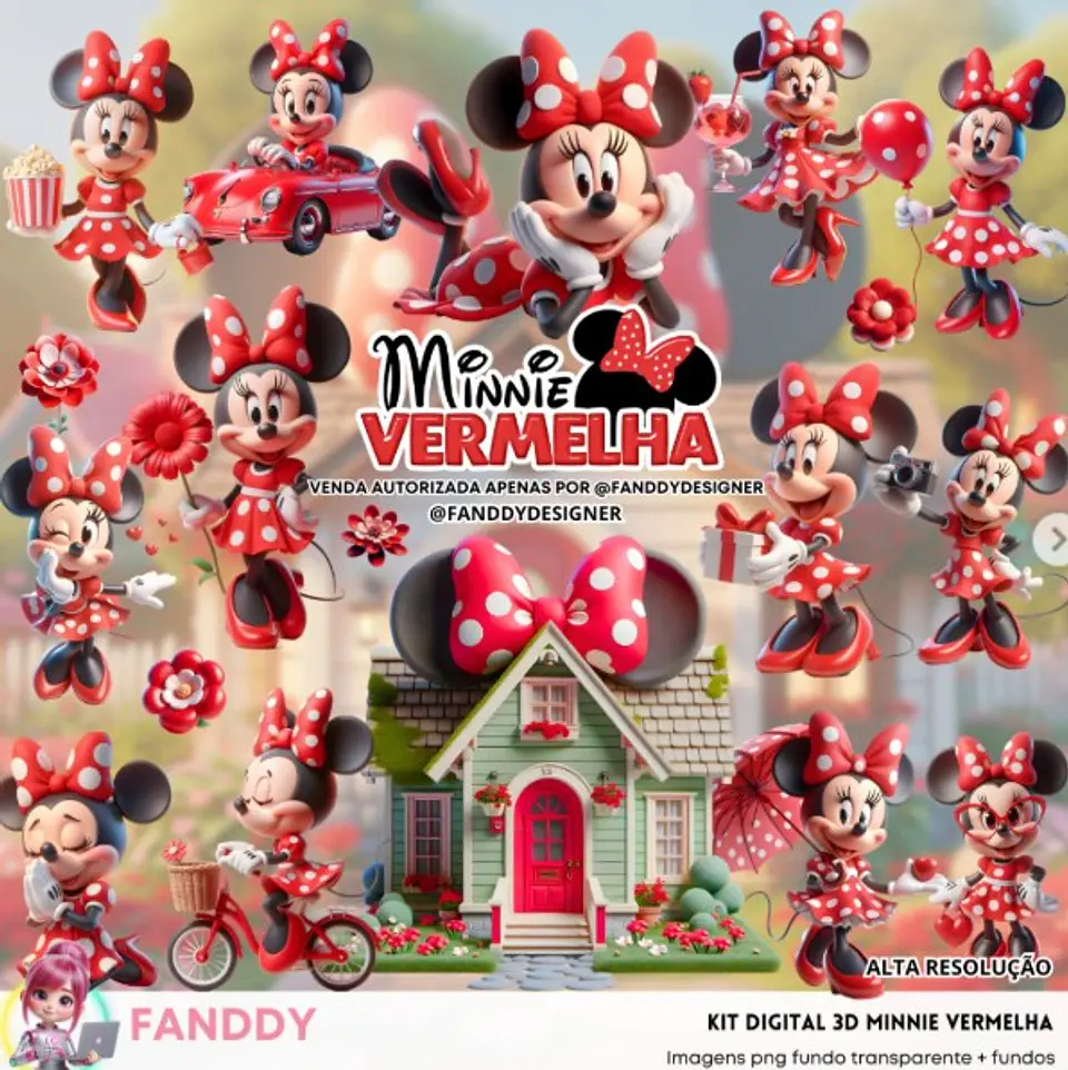 Kit Digital Minnie Vermelha - Fanddy 1