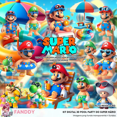 Kit Digital Super Mario Pool Party - Fanddy