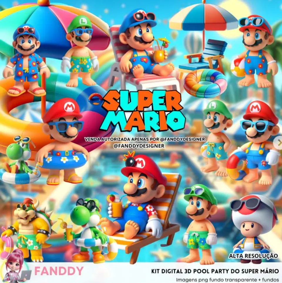 Kit Digital Super Mario Pool Party - Fanddy 1