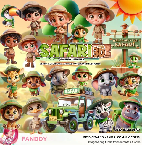 Kit Digital SAFARY BABY - Fanddy