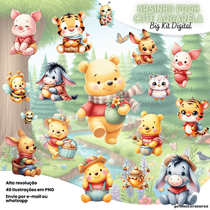 Kit Digital Ursinho Pooh Cute - ETERNIZE