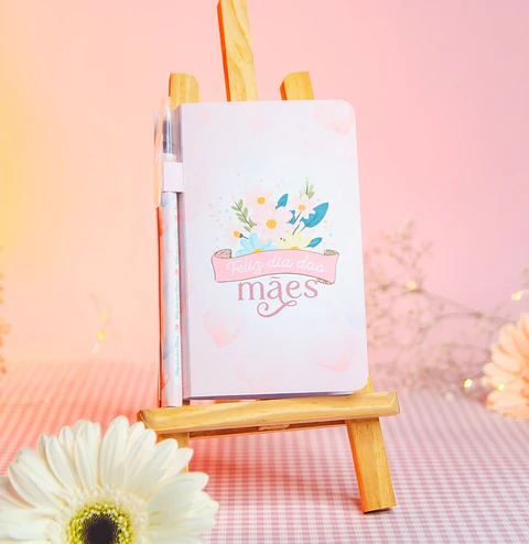 Arquivo dia das mães bloquinho A7 com capa e caneta - AMARANTTO