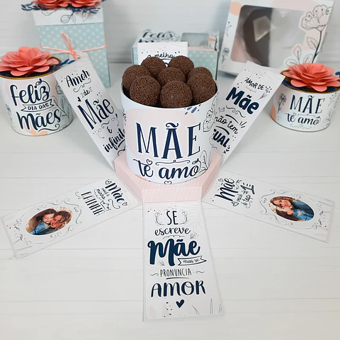 Arquivo de Corte Caixa Explosão Bolo Dia das Mães