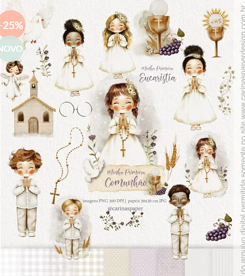 Kit Digital primeira comunhão - CARINAS PAPER