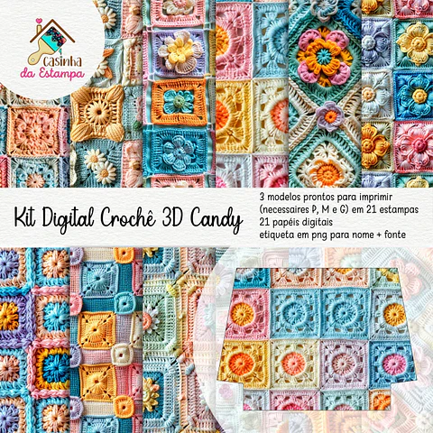 Kit Digital Crochê Candy 3D - CASINHA DA ESTAMPA