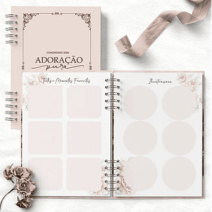Arquivo caderno de congresso adoração pura floral rosa - BICHO PAPEL