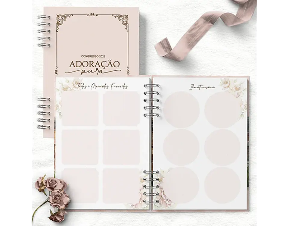 Arquivo caderno de congresso adoração pura floral rosa - BICHO PAPEL 2