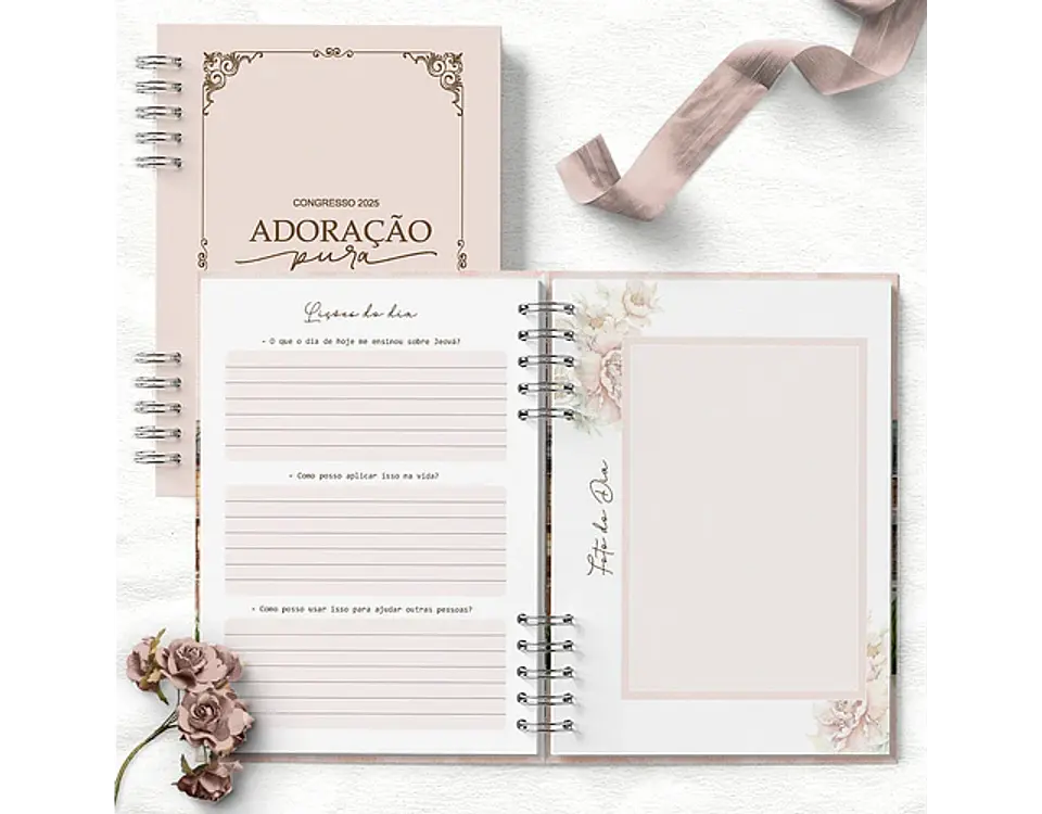 Arquivo caderno de congresso adoração pura floral rosa - BICHO PAPEL 3