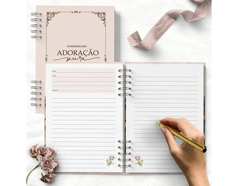 Arquivo caderno de congresso adoração pura floral rosa - BICHO PAPEL 4