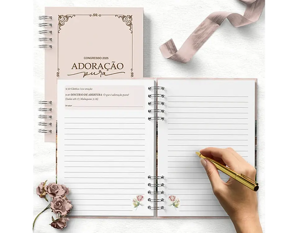 Arquivo caderno de congresso adoração pura floral rosa - BICHO PAPEL 5