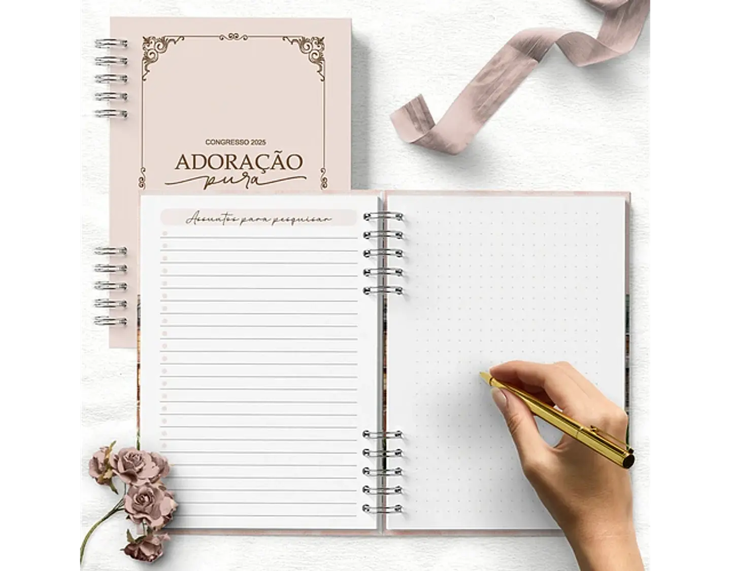Arquivo caderno de congresso adoração pura floral rosa - BICHO PAPEL 6
