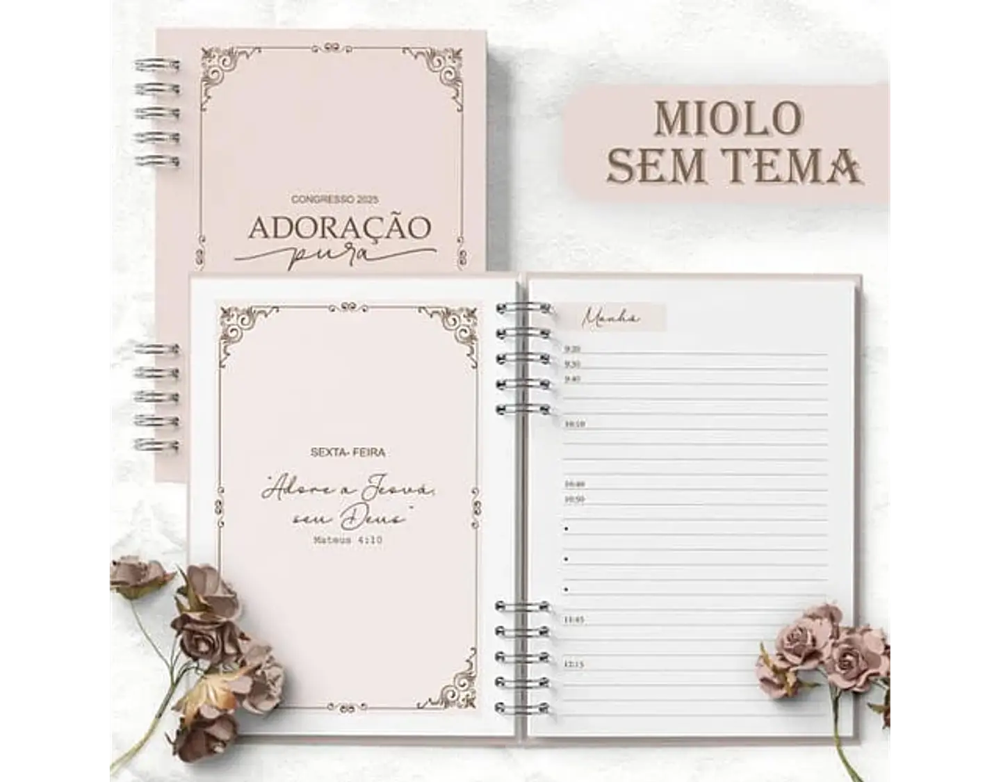 Arquivo caderno de congresso adoração pura floral rosa - BICHO PAPEL 7