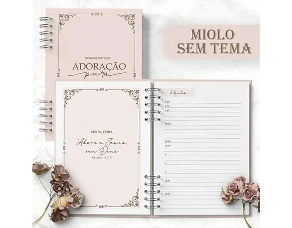 Arquivo caderno de congresso adoração pura floral rosa - BICHO PAPEL 7
