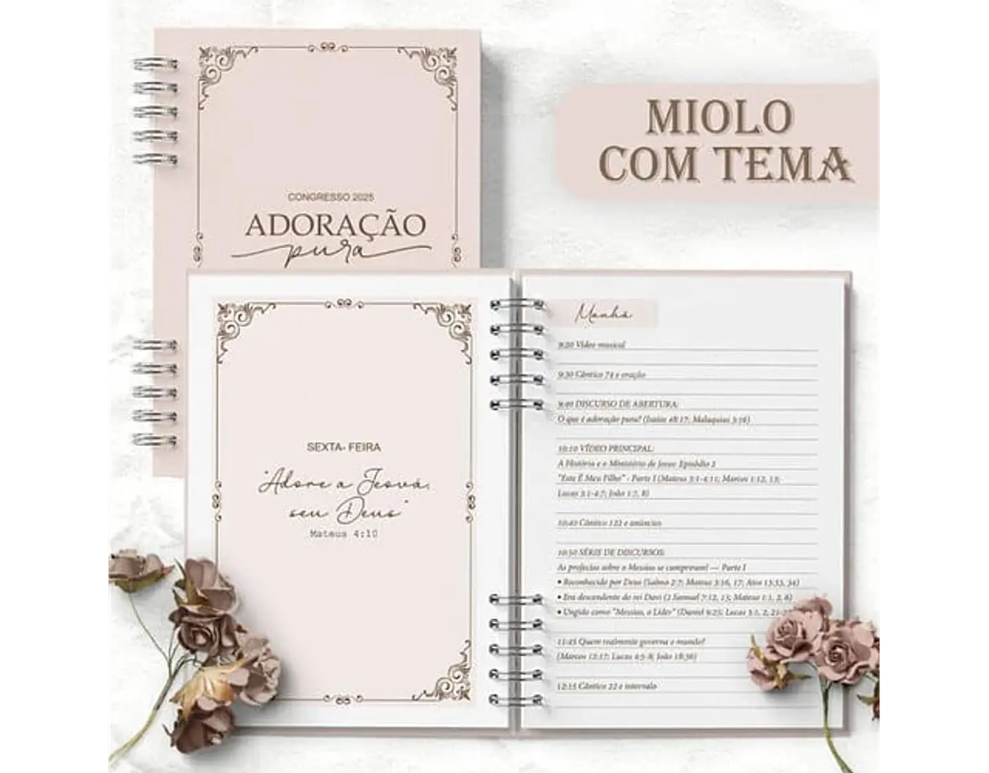Arquivo caderno de congresso adoração pura floral rosa - BICHO PAPEL 8