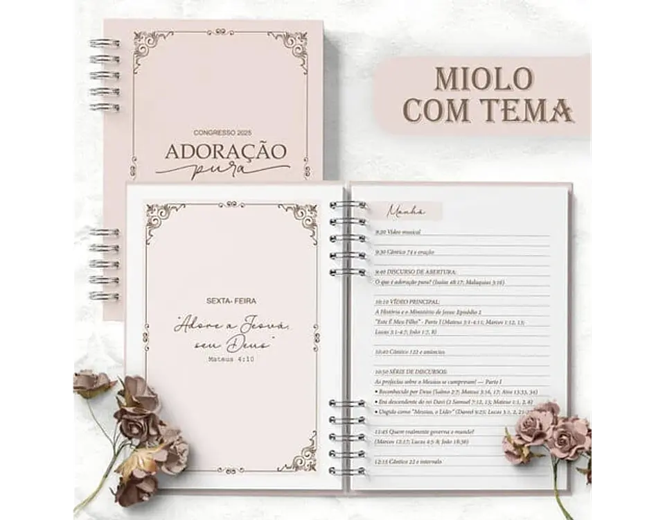 Arquivo caderno de congresso adoração pura floral rosa - BICHO PAPEL 8