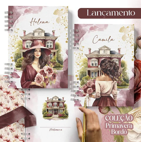 Arquivo encadernação coleção primaveira bordo casa floral - BICHO PAPEL