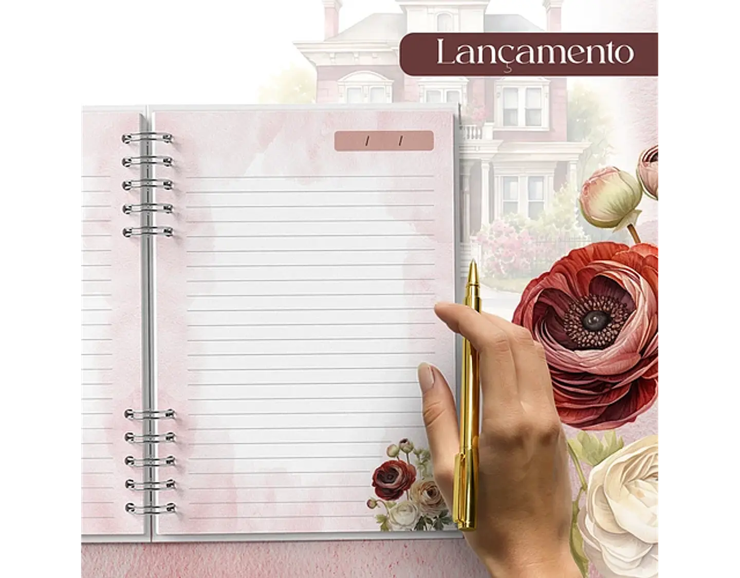 Arquivo encadernação coleção primaveira bordo casa floral - BICHO PAPEL 2